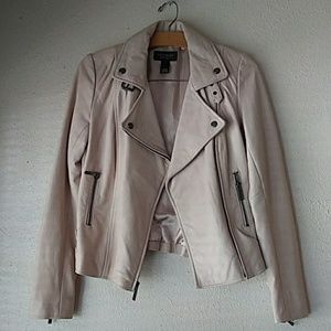 Nude cream genuine leather jacket